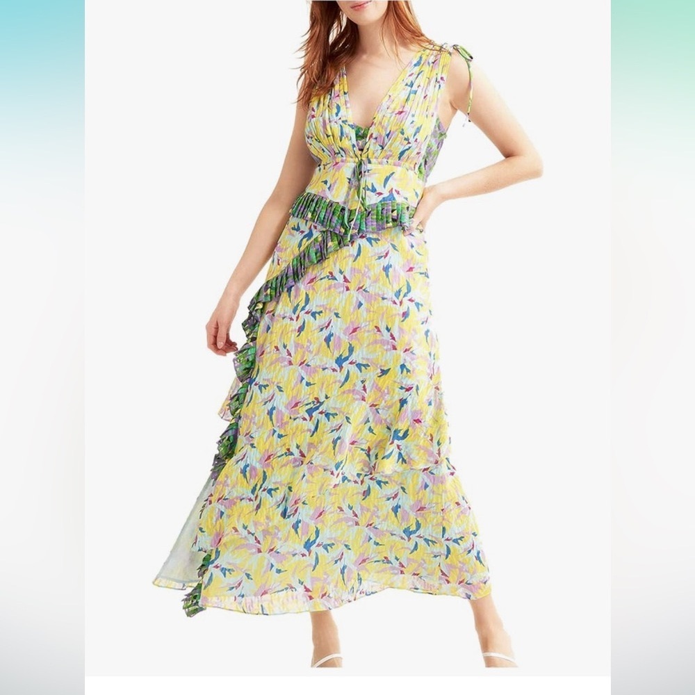 Tanya Taylor Angie Floral V-Neck Dress